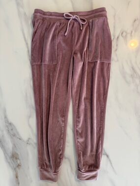 stars above Velour Velvet Joggers Lounge Pants Medium Mauve Pink